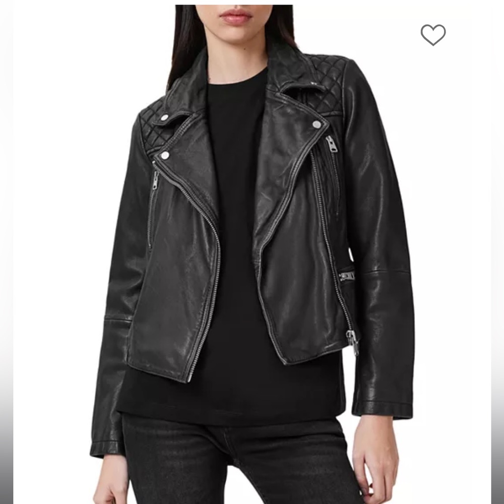 All Saints Cargo Black Leather Jacket new with tags